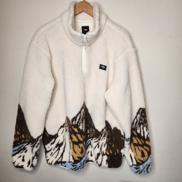 Vans Mt Sherpa Q Zip Fleece Jacket Sweatshirt Mountain Mens Large Ski High Pile - Picture 4 of 15